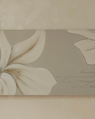 Quadro Floreale Grigio Argento Bianco