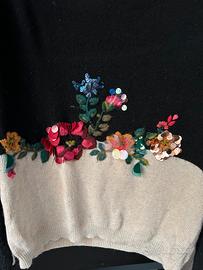 Caldo maglione con ricamo e paillettes