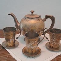 servizio da the ottone e argento