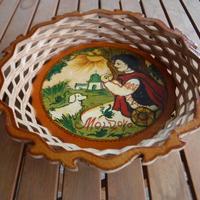 Vassoio etnico vintage in legno colorato