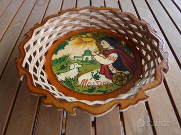 Vassoio etnico vintage in legno colorato