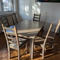 Tavolo allungabile (6-8 persone) con 6 sedie