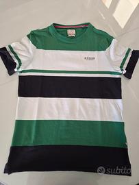 T-shirt Guess righe verde/bianco/nero