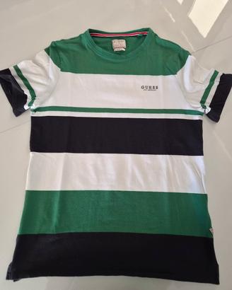 T-shirt Guess righe verde/bianco/nero