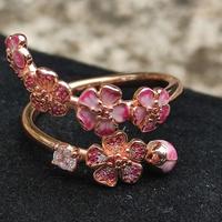 PANDORA Anello aperto Ramo di fiori di pesco rosa