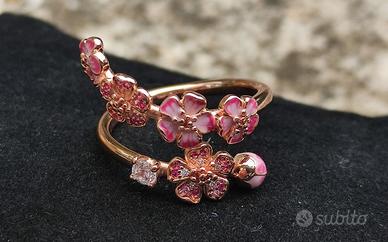 PANDORA Anello aperto Ramo di fiori di pesco rosa
