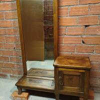 Toeletta vintage con specchio e mobiletto - legno