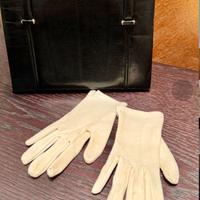 Borsa in lucertola Vintage anni 60 nera con guanti