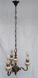 Lampadario metallo e ceramica  anni 70 - Rif. A