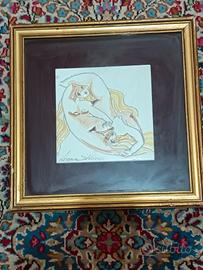 Quadro in Ceramica cm. 39X39 Artista quotata Lucia