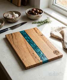 tagliere artigianale legno massello e resina