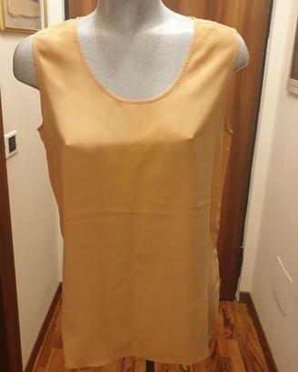Top Elegante Seta Pura 100% Vintage Albicocca M