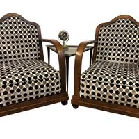 Coppia poltrone decò con poggiapiedi