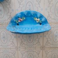 Set sanitari anni 70 celesti vintage con accessori