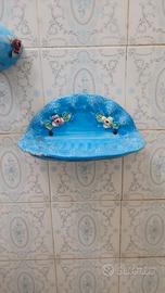 Set sanitari anni 70 celesti vintage con accessori