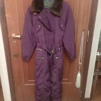 tuta sci firmata Post Card collo pelliccia vera 