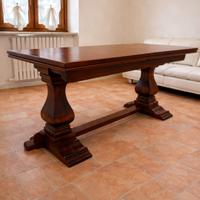 tavolo in legno massello intarsiato 