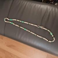 collana perle vere e radice di smeraldo in argento