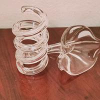 PORTA CANDELE in vetro Spirale e Foglia