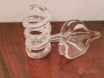 PORTA CANDELE in vetro Spirale e Foglia