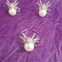anello + orecchini in rgento con perle