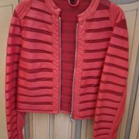 giacca rossa ecopelle taglia L