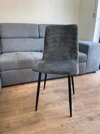 Sedie velluto grigio chiaro grigio scuro e tortora