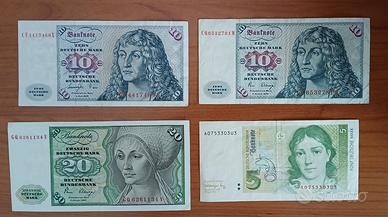 4 banconote della Germania 45 marchi