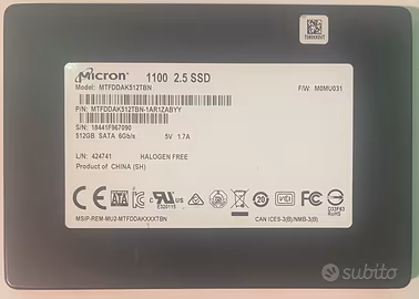 Lotto 2 SSD SATA 512GB + 240GB Micron Intel
