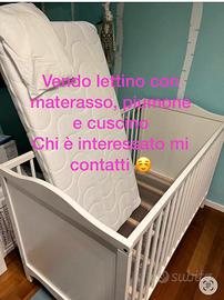 Lettino completo materasso piumone e cuscini