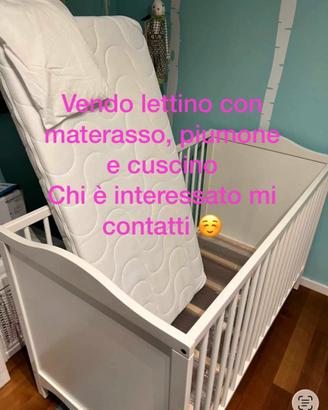 Lettino completo materasso piumone e cuscini