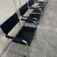 Sedie 4 sedia metallo e cuoio design vintage