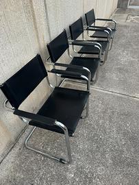 Sedie 4 sedia metallo e cuoio design vintage