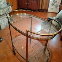 Carrello vintage da bar in vetro