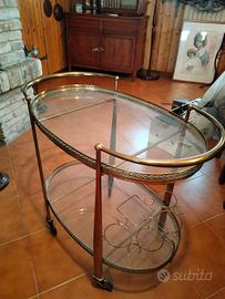 Carrello vintage da bar in vetro