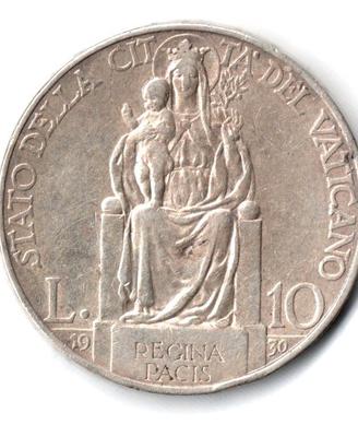 VATICANO 1930 - Pio XI - 10 lire argento #WEU