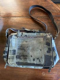 Borsa messenger Zagliani - in pelle grigio/nero