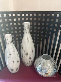 3 Vasi ornamentali in vetro