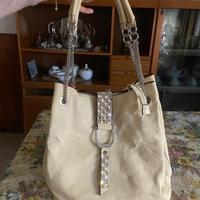 Borsa color panna con strass