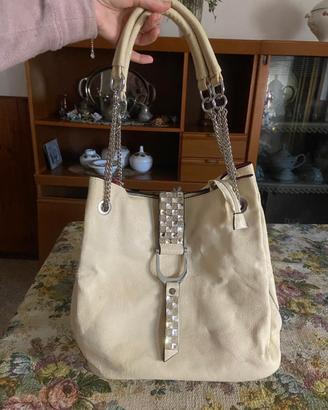 Borsa color panna con strass