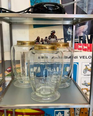 Lotto 3 vasi caramelle vintage vetro soffiato