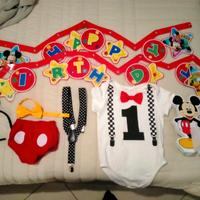  Kit per festa Mickey mouse 1°compleanno 