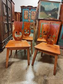 4 sedie rustiche in pino