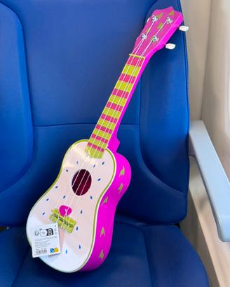 Coloratissimo ukulele giocattolo rosa e verde