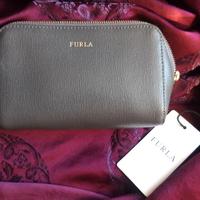 trousse pochette porta tutto in vera pelle grigia 