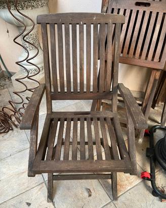 6 Sedie poltrona, cuscini  in teak