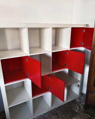 Libreria Bianca e Rossa 149x150x36 cm