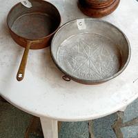 1 Pentola, 1 tegame, 1scaldaletto in rame Vintage 