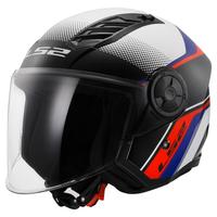 Casco jet LS2 Airflow 2 Rush white blu red