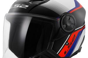 Casco jet LS2 Airflow 2 Rush white blu red
